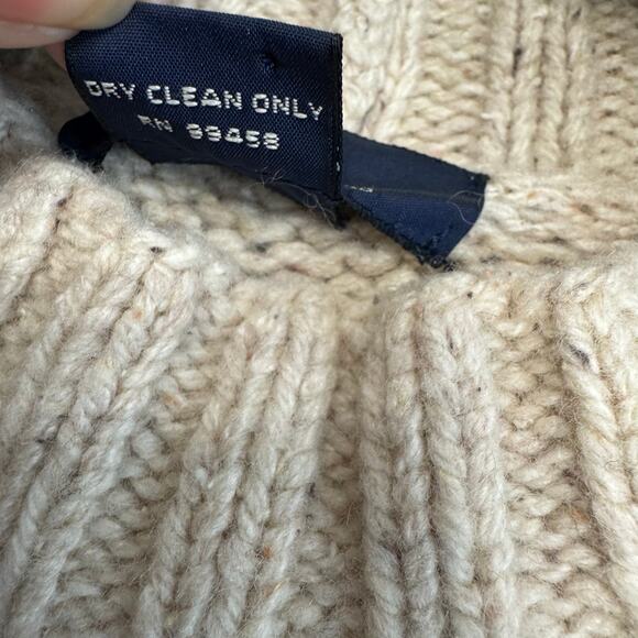 Brooks Brothers Wool Heavy Cable Knit Fisherman High Neck Women’s L Cream - Picture 7 of 8